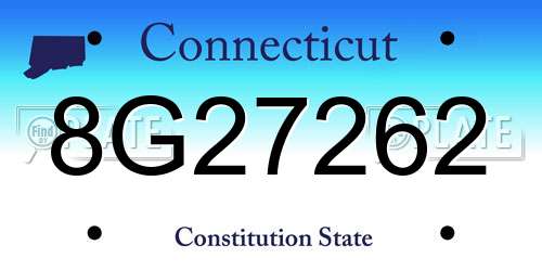8G27262 Connecticut License Plate