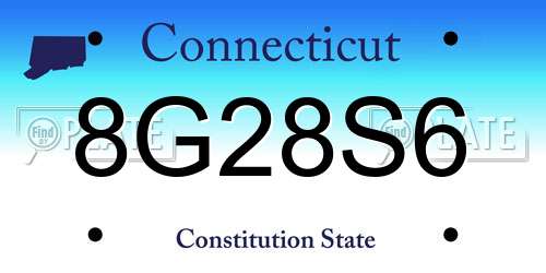 8G28S6 Connecticut License Plate