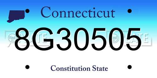 8G30505 Connecticut License Plate