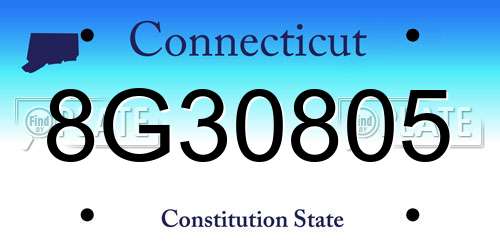 8G30805 Connecticut License Plate