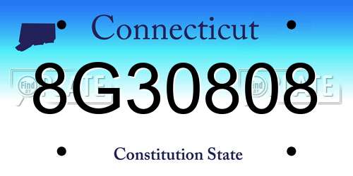 8G30808 Connecticut License Plate