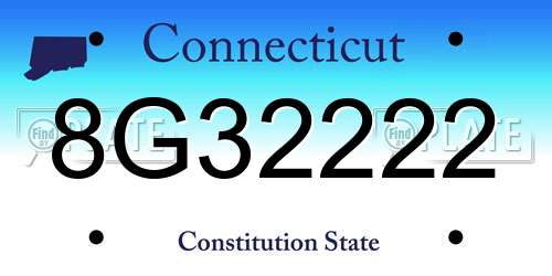 8G32222 Connecticut License Plate