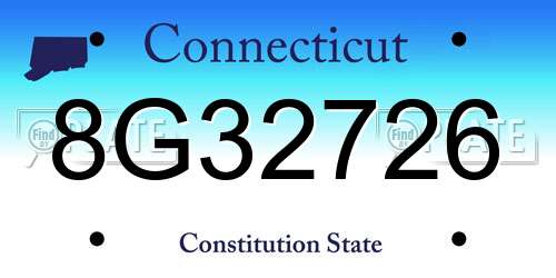 8G32726 Connecticut License Plate