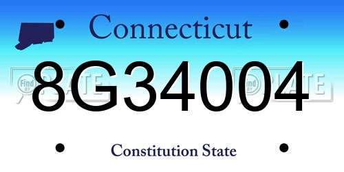 8G34004 Connecticut License Plate