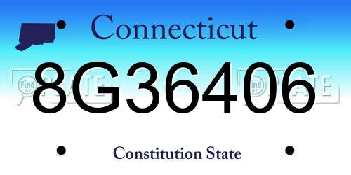 8G36406 Connecticut License Plate