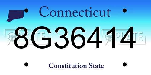 8G36414 Connecticut License Plate