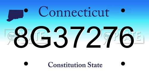 8G37276 Connecticut License Plate