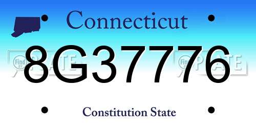 8G37776 Connecticut License Plate