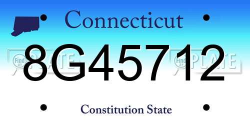 8G45712 Connecticut License Plate