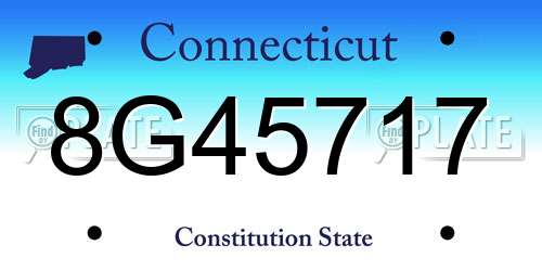 8G45717 Connecticut License Plate