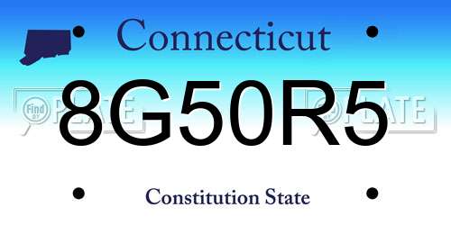 8G50R5 Connecticut License Plate