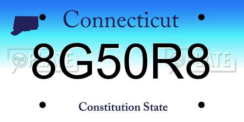 8G50R8 Connecticut License Plate