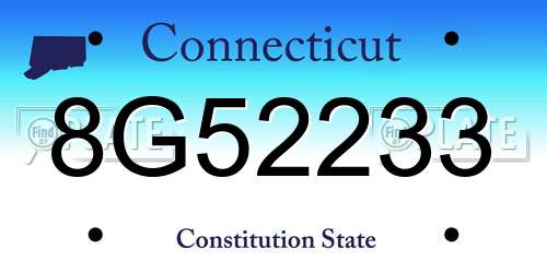 8G52233 Connecticut License Plate