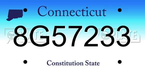 8G57233 Connecticut License Plate