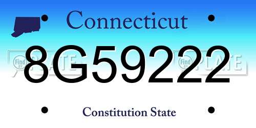 8G59222 Connecticut License Plate