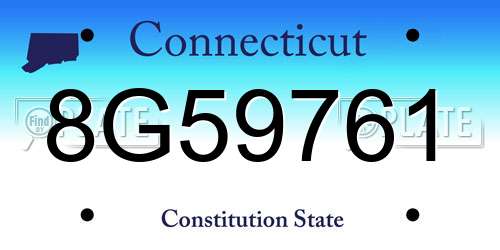 8G59761 Connecticut License Plate