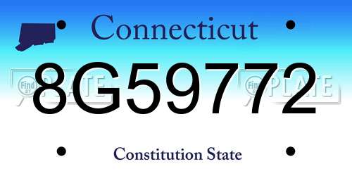 8G59772 Connecticut License Plate