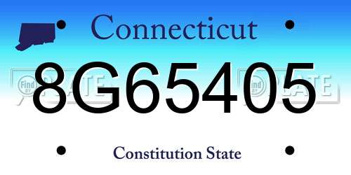 8G65405 Connecticut License Plate