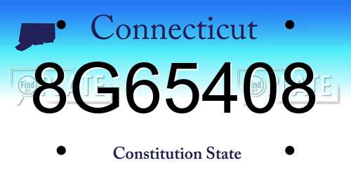 8G65408 Connecticut License Plate