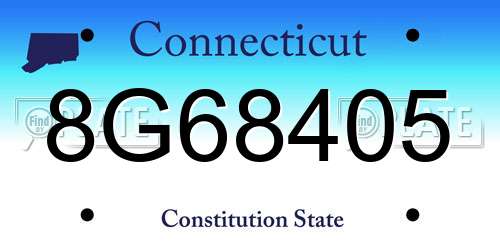 8G68405 Connecticut License Plate