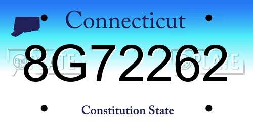 8G72262 Connecticut License Plate