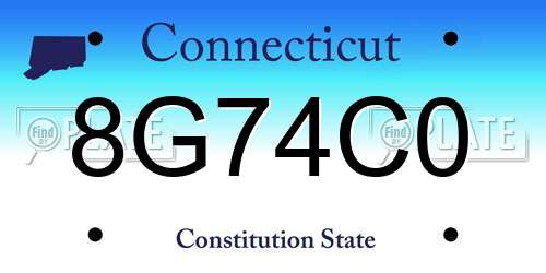 8G74C0 Connecticut License Plate