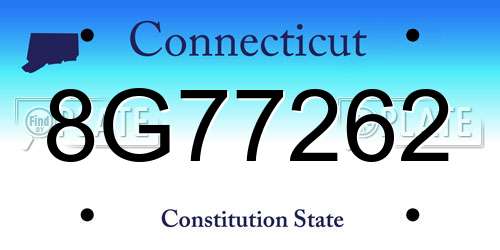 8G77262 Connecticut License Plate