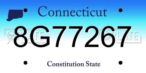 8G77267 Connecticut License Plate