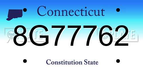 8G77762 Connecticut License Plate
