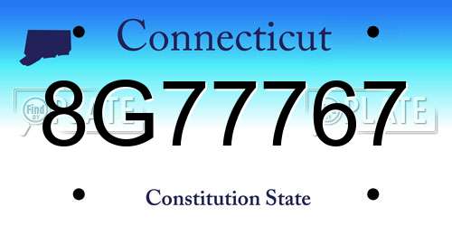 8G77767 Connecticut License Plate