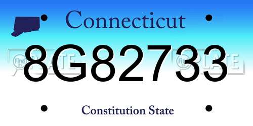 8G82733 Connecticut License Plate