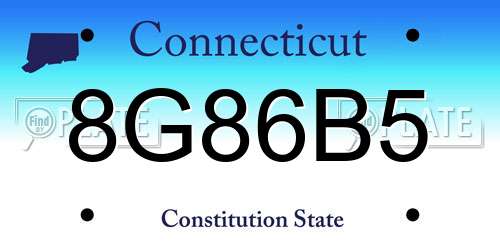 8G86B5 Connecticut License Plate