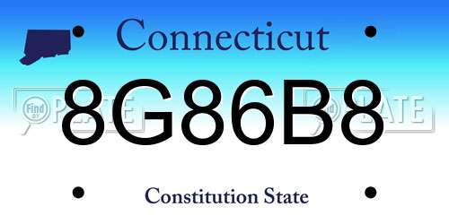 8G86B8 Connecticut License Plate