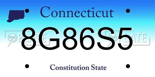 8G86S5 Connecticut License Plate