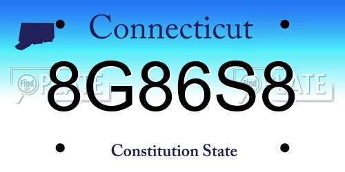 8G86S8 Connecticut License Plate