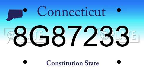 8G87233 Connecticut License Plate