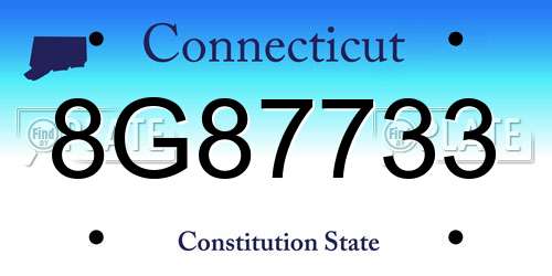 8G87733 Connecticut License Plate