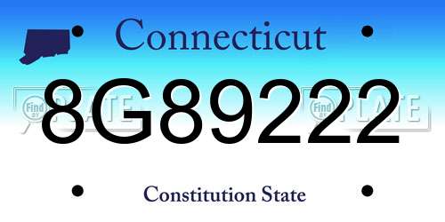 8G89222 Connecticut License Plate