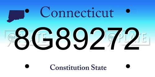 8G89272 Connecticut License Plate