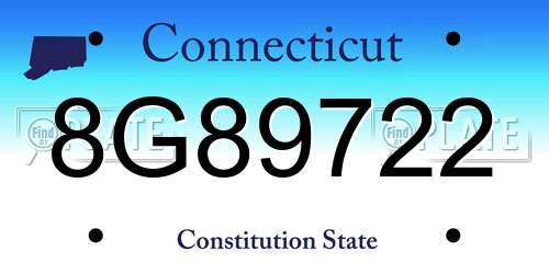 8G89722 Connecticut License Plate
