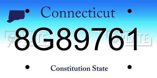 8G89761 Connecticut License Plate