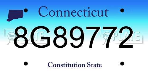 8G89772 Connecticut License Plate