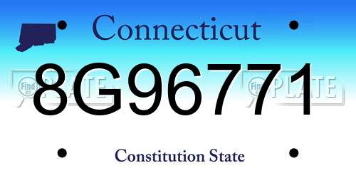 8G96771 Connecticut License Plate