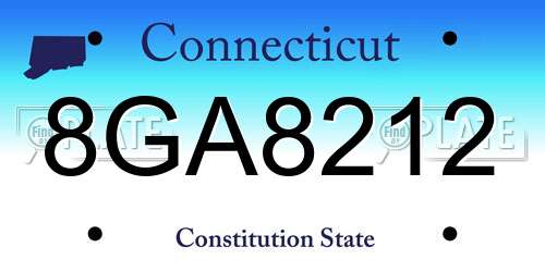 8GA8212 Connecticut License Plate