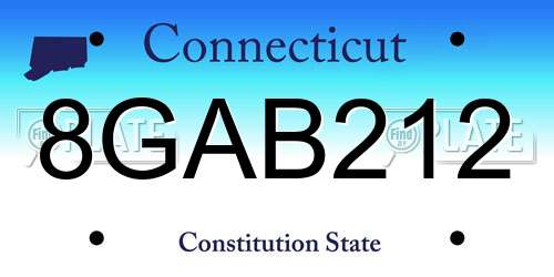 8GAB212 Connecticut License Plate