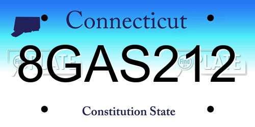 8GAS212 Connecticut License Plate