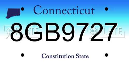 8GB9727 Connecticut License Plate