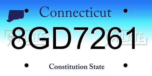 8GD7261 Connecticut License Plate