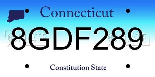 8GDF289 Connecticut License Plate