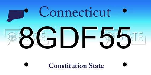 8GDF55 Connecticut License Plate